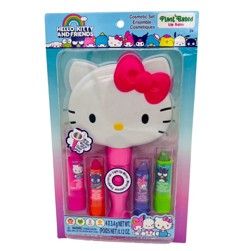 Hello Kitty Sanrio 5 Piece Light Up Mirror & Lip Balms Women Girls